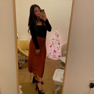 Ruched Rust Skirt